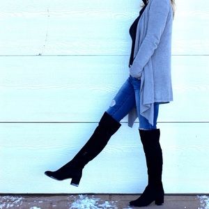 Black suede over the knee boots size 9 like new.